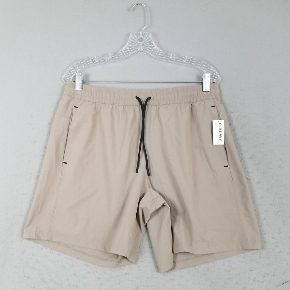Old Navy Shorts Mens Medium Beige Nylon Elastic Waist Drawstring Athletic